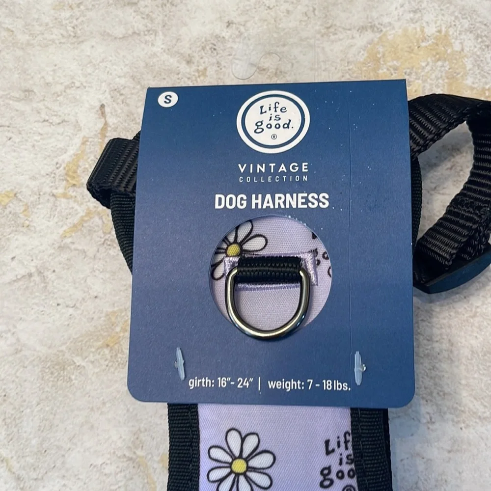Life is Good Vintage Daisy Dog Harness- Lilac Purple